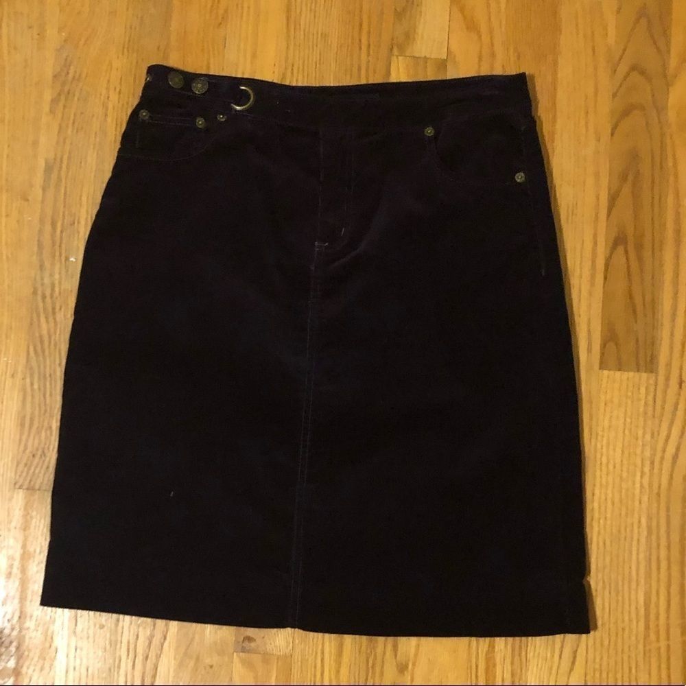 Kikit Jeans Purple Micro-Corduroy Slit Back Knee-Length Skirt Sz 8